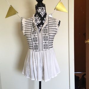 White and black blouse